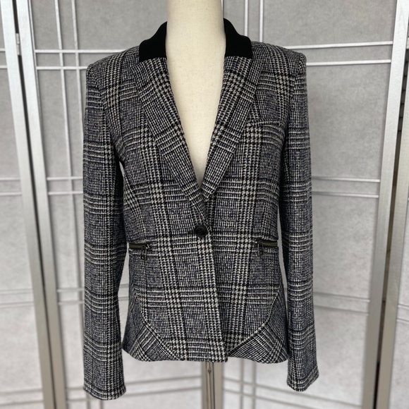 Veronica Beard Plaid Wool-Blend Dickey Jacket sz 6